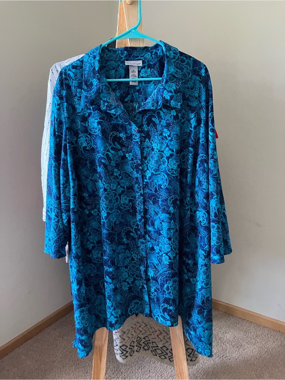 Catherines Blue Floral Button Down Shirt